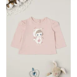 Camiseta de niña rosa con estampado Oeko-Tex