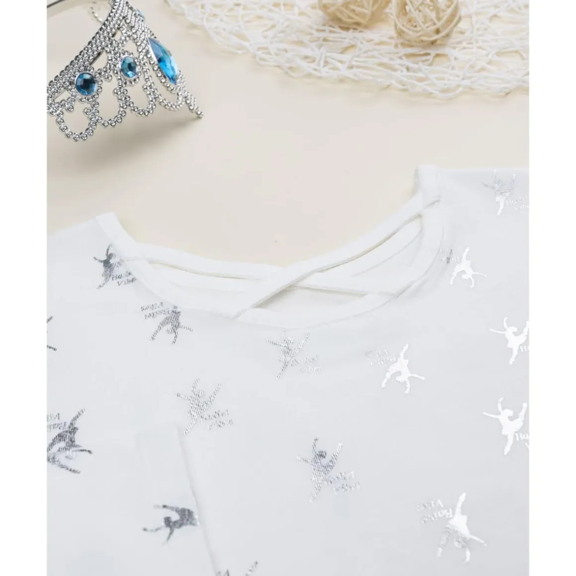 Camiseta niña blanca bailarinas allover