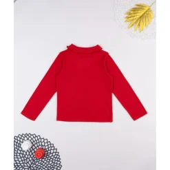 Camiseta niña roja cuello alto