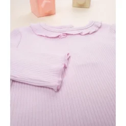 Camiseta niña rosa con cuello