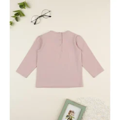 Camiseta niña rosa patch corazones