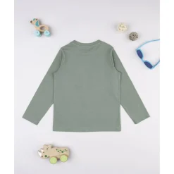 Camiseta verde con estampado de dinosaurio