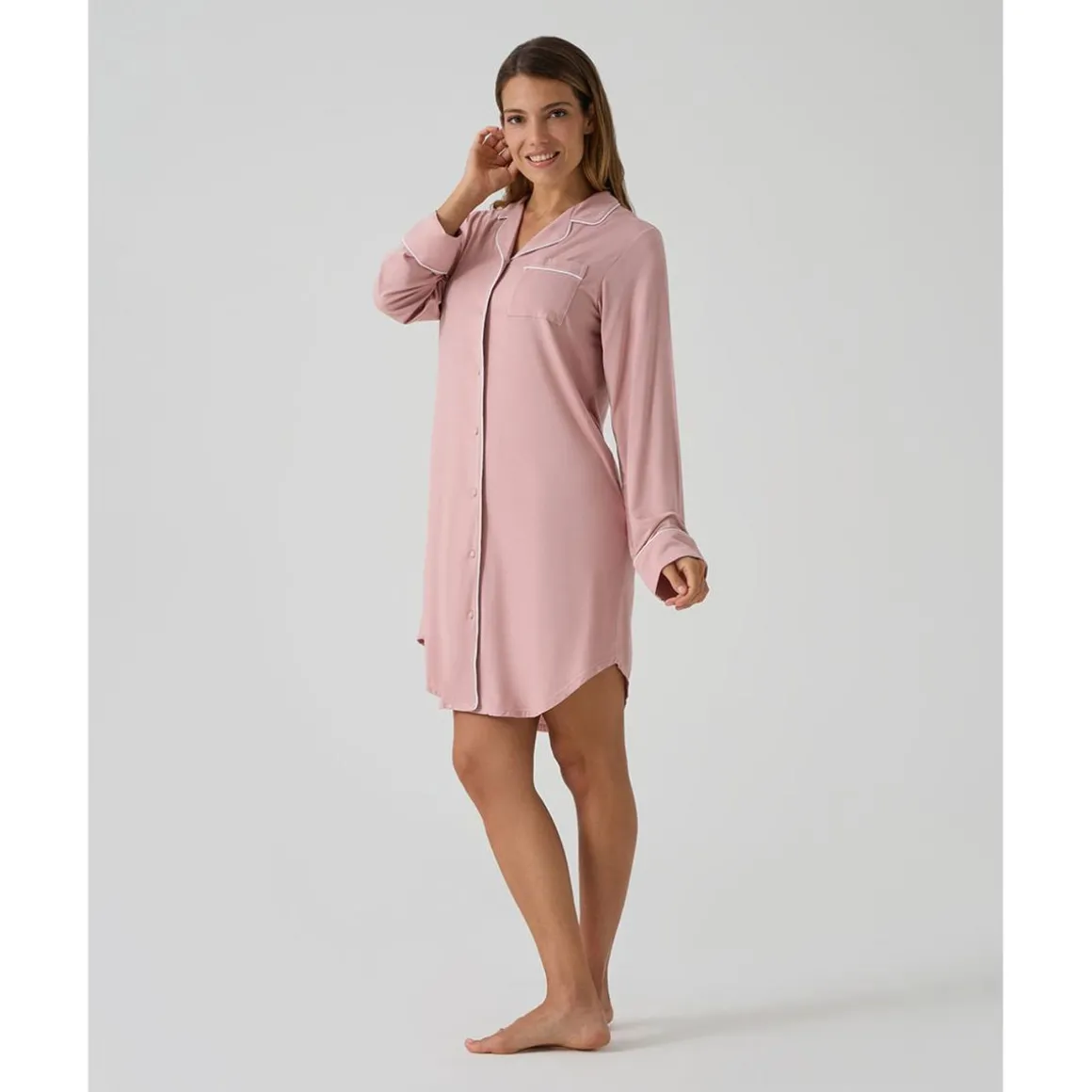 Camisón premamá y de lactancia rosa con botones