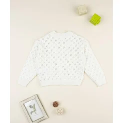 Cardigan calado niña blanco