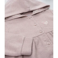 Cardigan con capucha niña rosa canalé