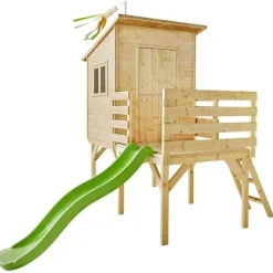 Casa infantil elevada de madera con tobogán Portland