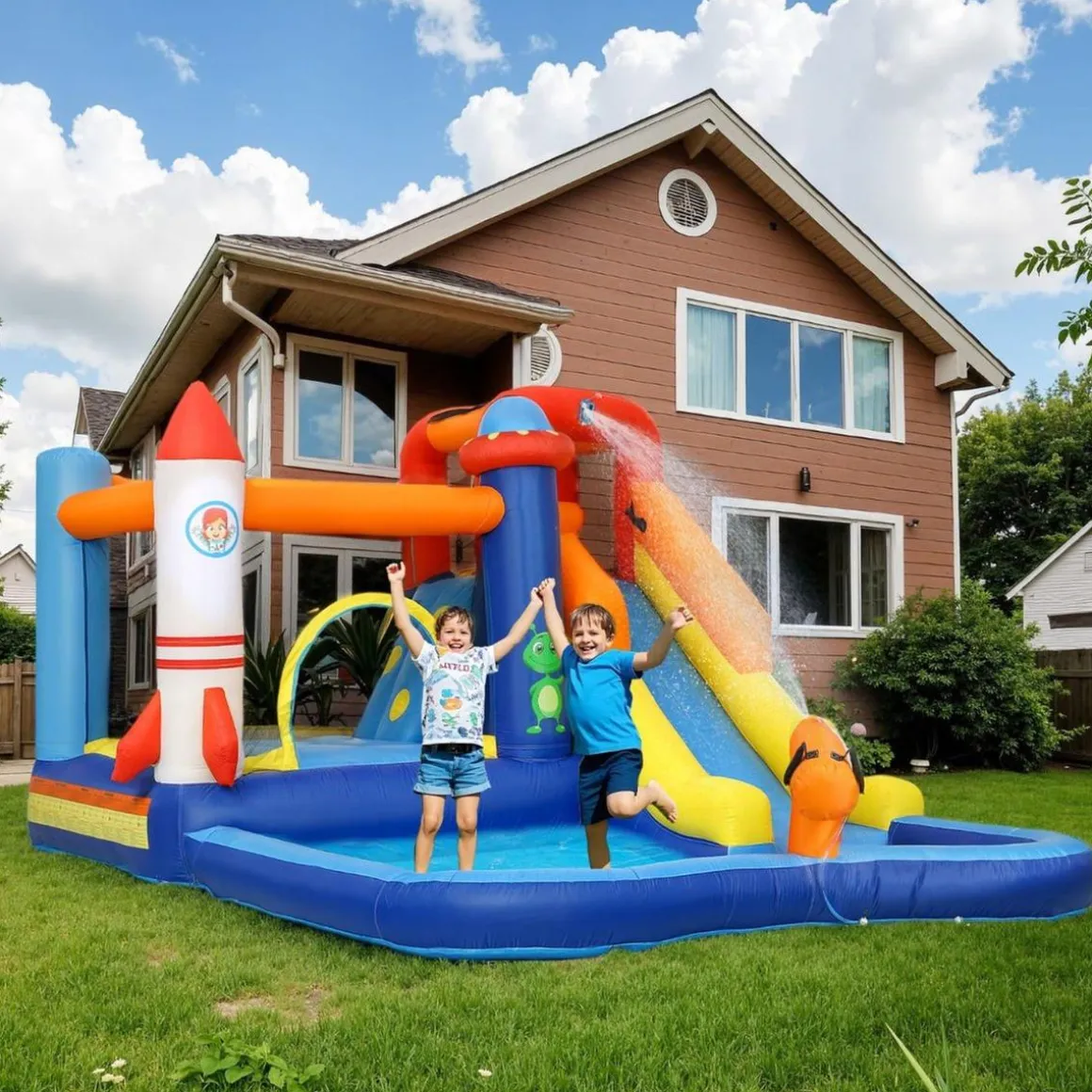 Castillo hinchable 5 en 1 con piscina y tobogán