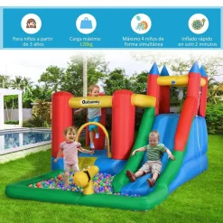 Castillo Hinchable con piscina, tobogán, muro de escalada y cama de salto 330 cm Outsunny