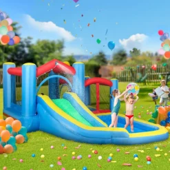 Castillo inflable 5 en 1 con tobogán y piscinas