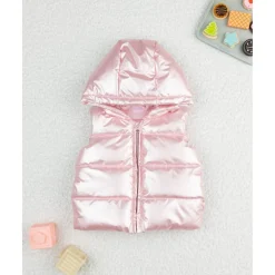 Chaleco acolchado rosa con capucha para niña