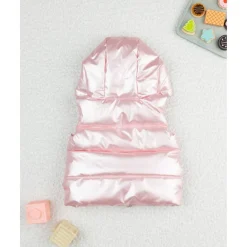 Chaleco acolchado rosa con capucha para niña