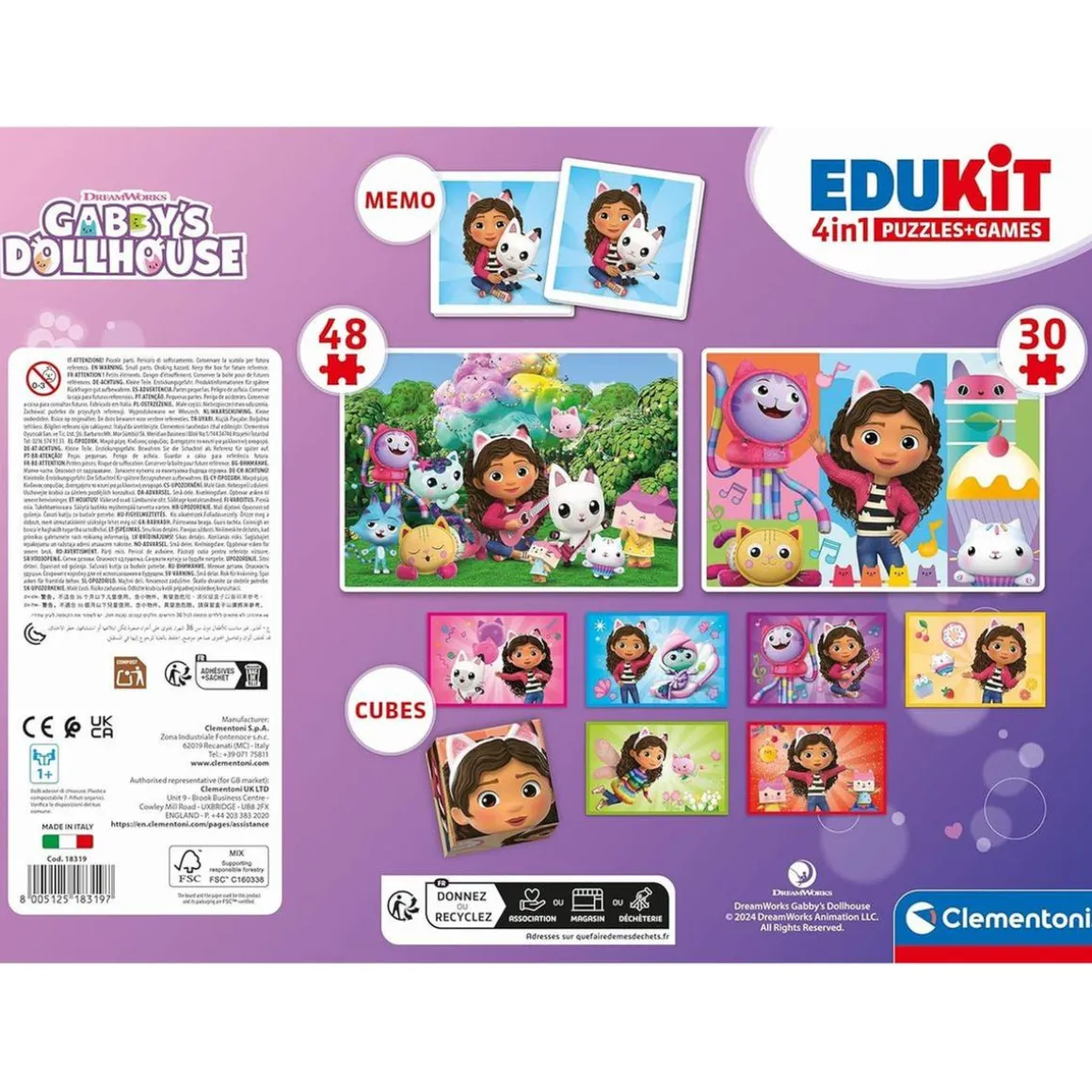 Clementoni - Gabbys Dollhouse - Puzzle Edukit 4 en 1