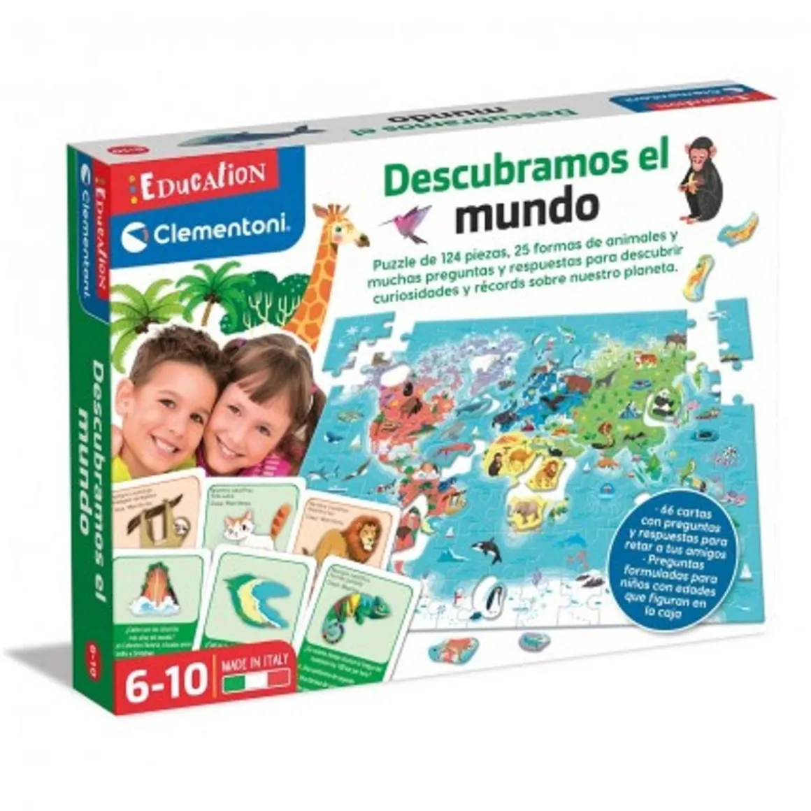Clementoni - Juego educativo descubramos el mundo, geografía y mapas ㅤ