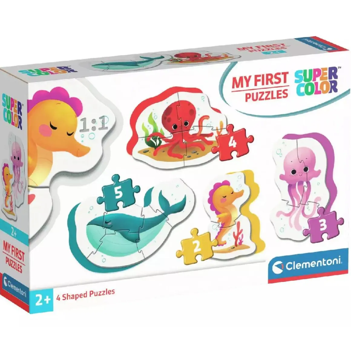 Clementoni - Mis primeros Puzzles Progresivos 3-6-9-12 - Vida Marina
