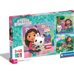 Clementoni - Puzle Gabbys Dollshouse 3x48 Piezas ㅤ