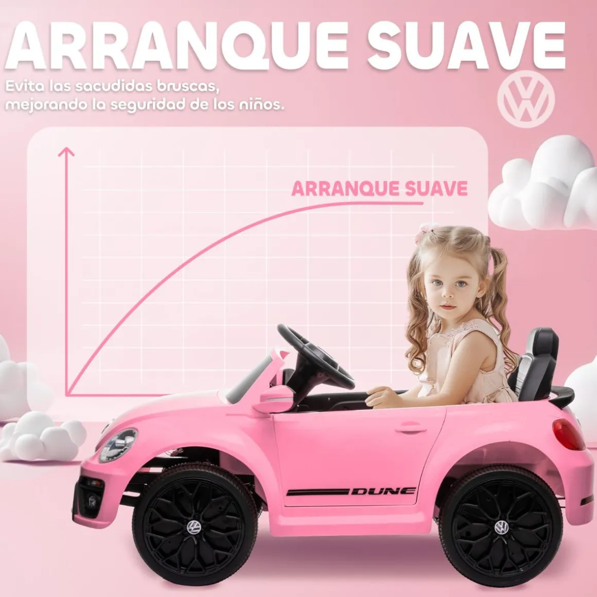 Coche eléctrico Volkswagen Beetle Rosa
