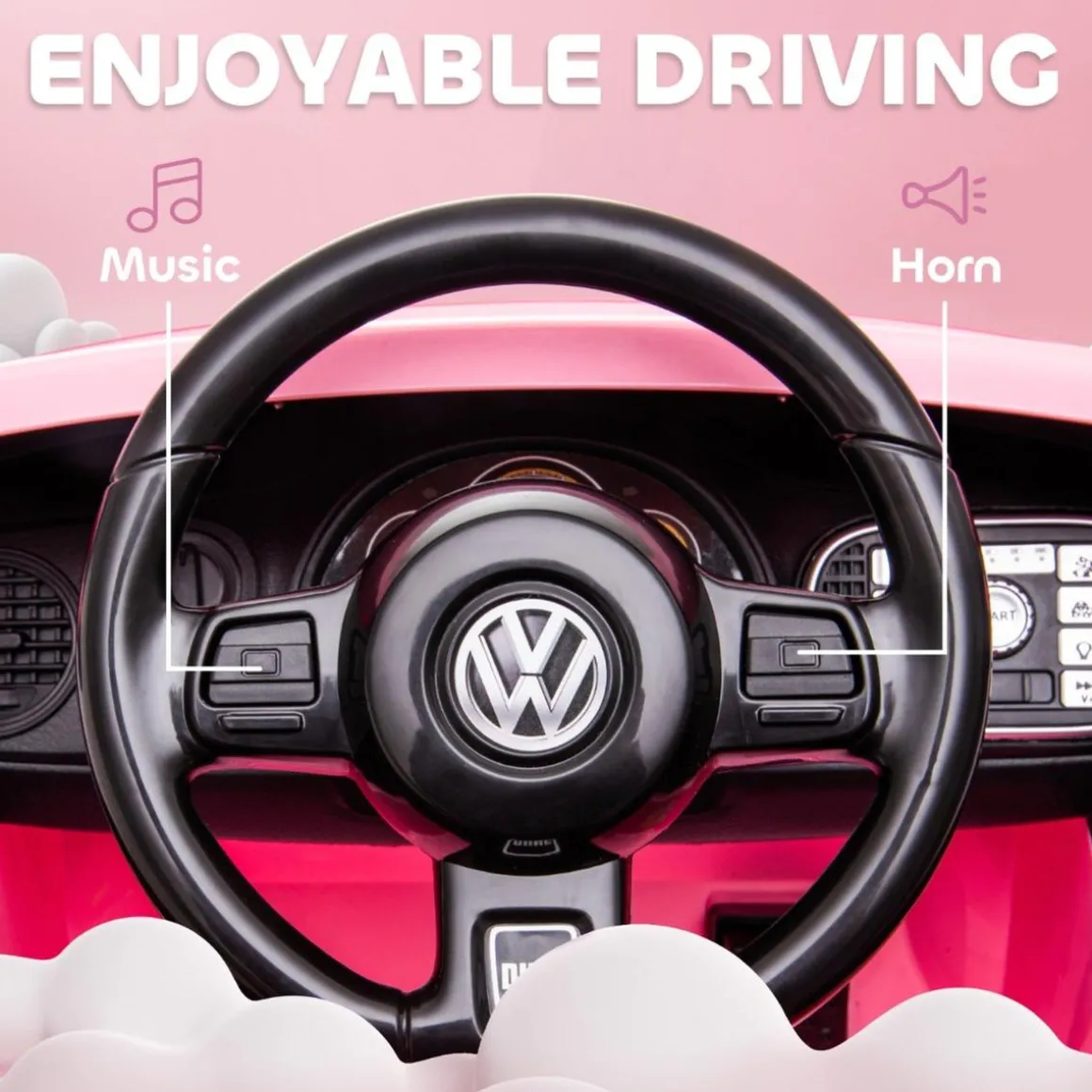 Coche eléctrico Volkswagen Beetle Rosa