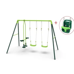 Columpio metálico triple Gingo + asiento bebé