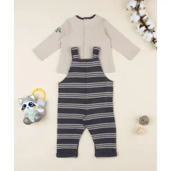 Conjunto bebé con peto gris y marrón