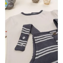 Conjunto bebé con peto gris y marrón