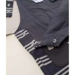 Conjunto bebé con peto gris y marrón