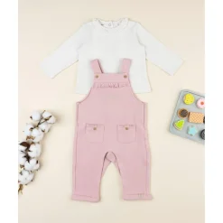 Conjunto bebé con peto rosa