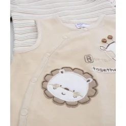 Conjunto bebé peto beige jirafa/león