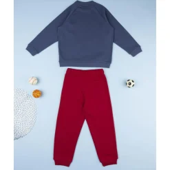 Conjunto jogging azul y burdeos para niño