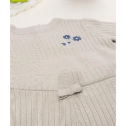 Conjunto tricot niña en tono beige