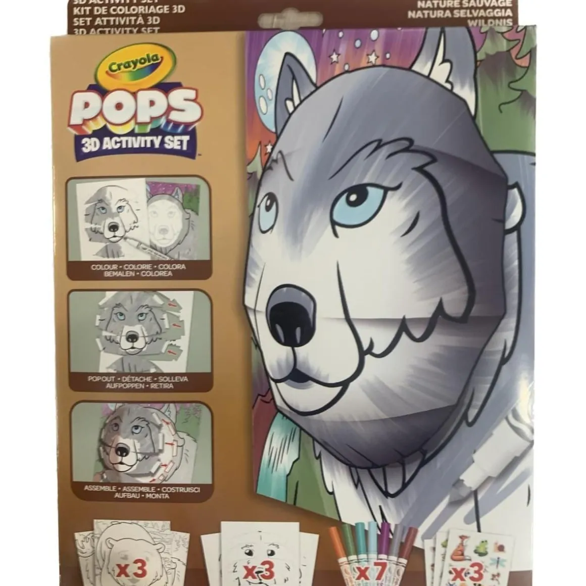 Crayola - Juego de páginas para colorear y construir obras de arte tridimensionales, tema naturaleza salvaje