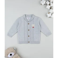 Cárdigan bebé gris con parche