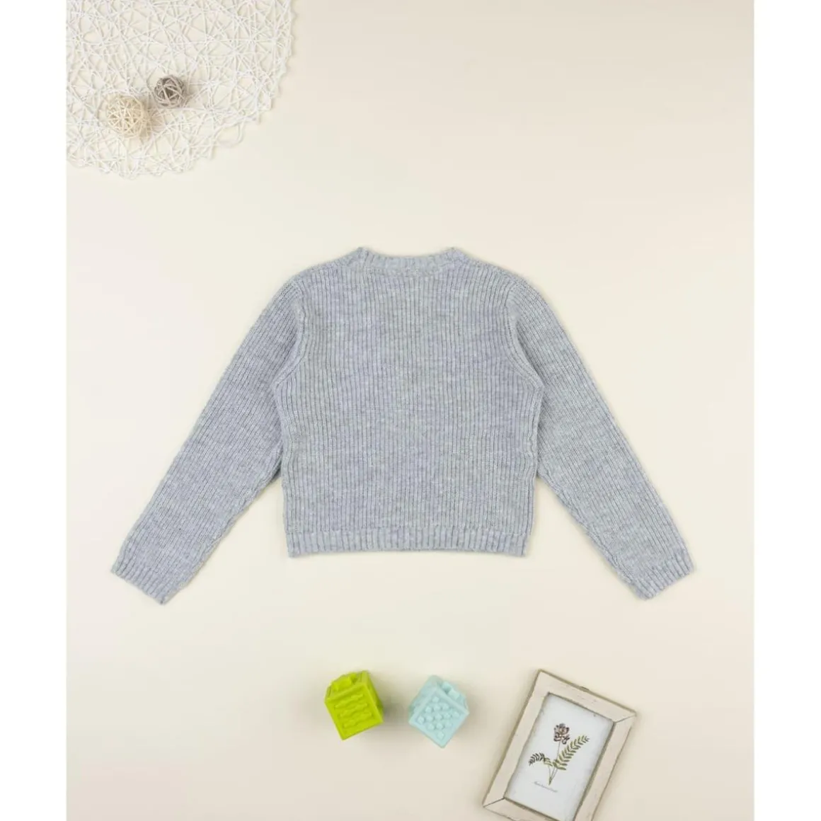 Cárdigan niña gris con lazo