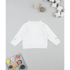 Cárdigan tricot de niña con flores bordadas