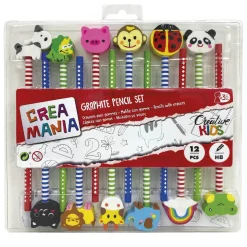 Creamania - Set de 12 lápices con goma de borrar