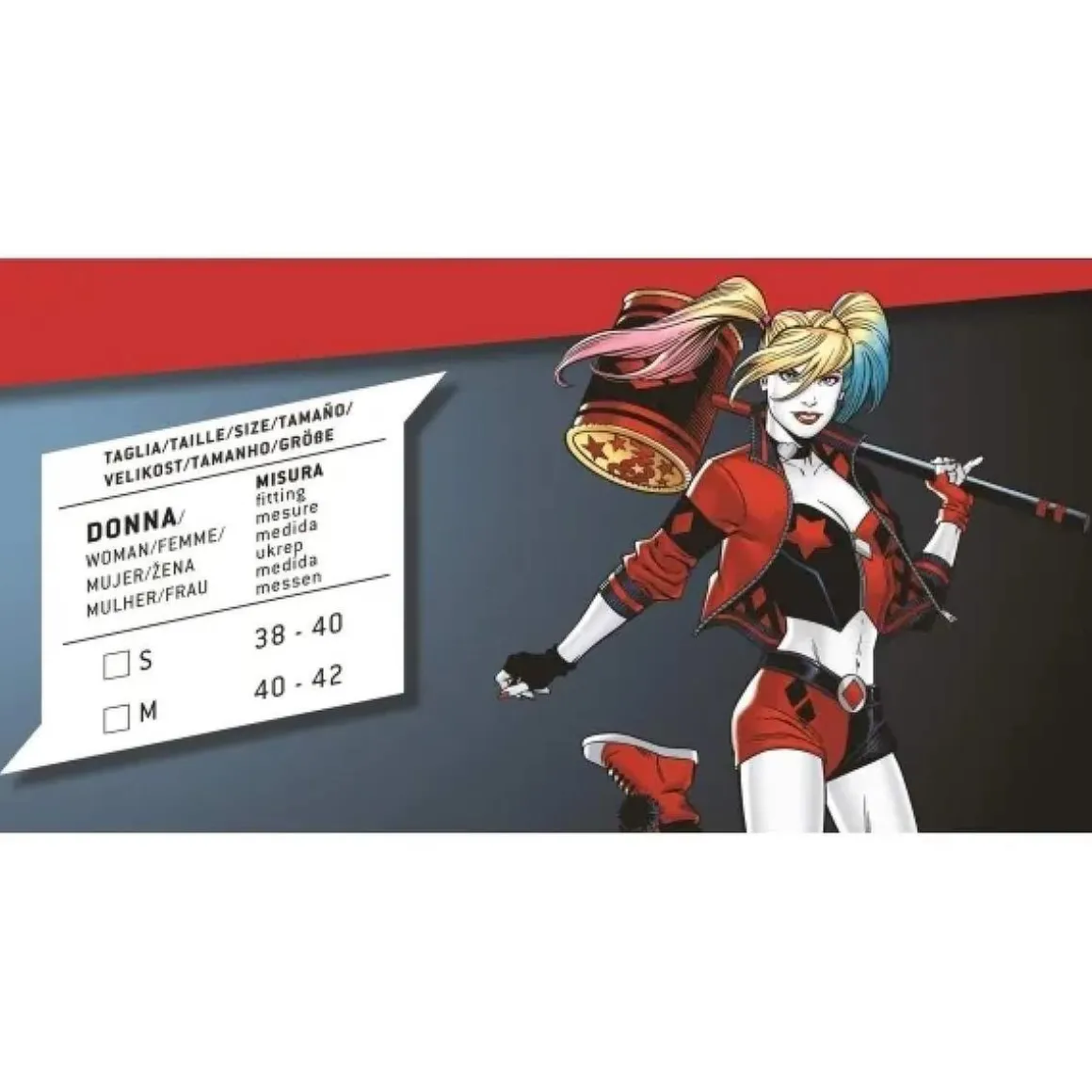 DC Cómics - Disfraz adulto de Harley Quinn Talla S (38-40)