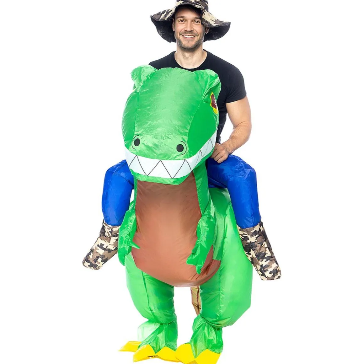Disfraz a hombros de dinosaurio explorador hinchable para adulto Talla única