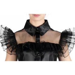 Disfraz color negro estilo Wednesday Addams, 152cm