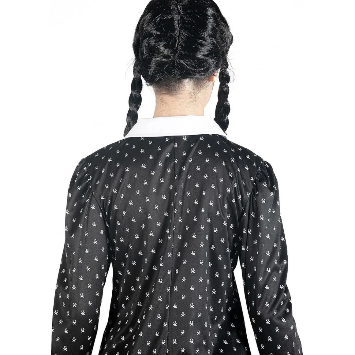 Disfraz Miércoles Addams vestido con peluca talla M