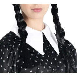 Disfraz Miércoles Addams vestido con peluca talla M