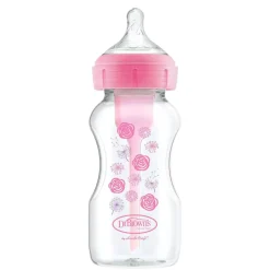 Dr. Brown's - Biberón Anticólico Options+ Boca Ancha 270 ml - Rosa