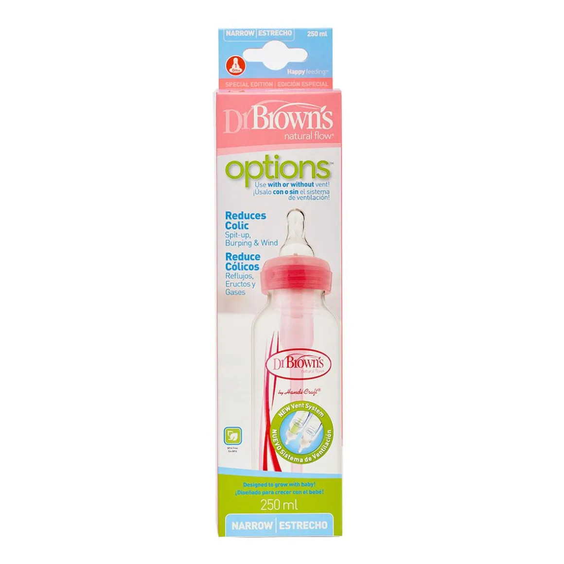 Dr. Brown's - Biberón Options Estándar 250 ml Rosa
