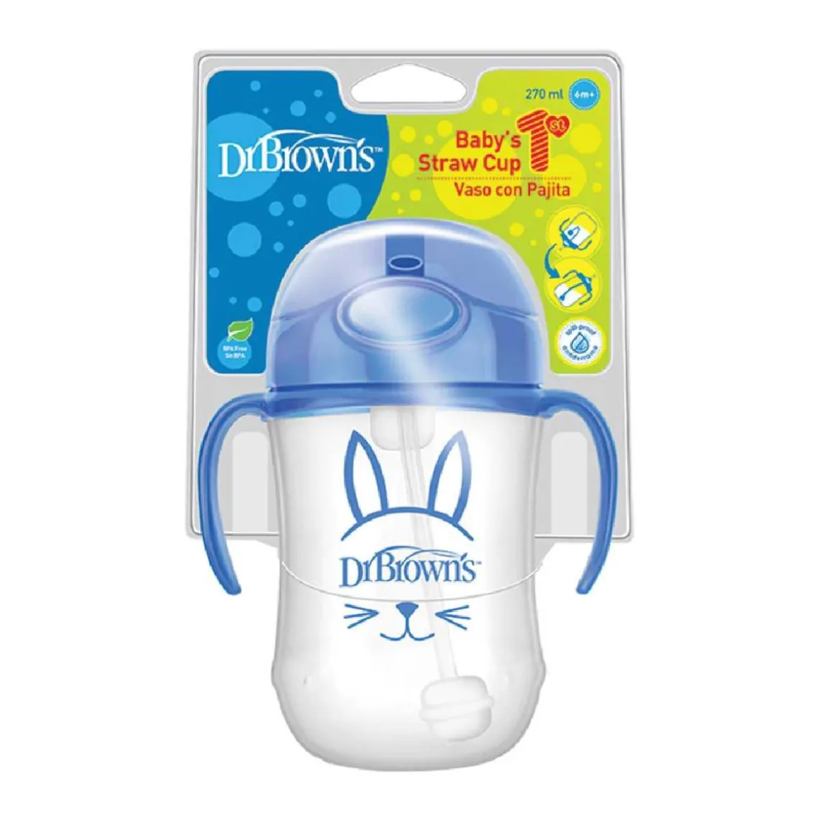Dr. Brown´s - Mi primer vaso con pajita 270 ml Azul