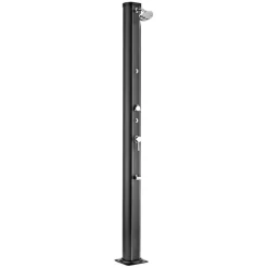 Ducha solar aluminio acabado negro con lavapiés 32L