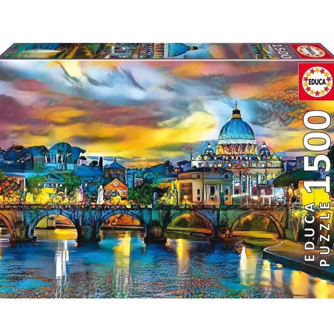 Educa Borras - Puzzle Basílica San Pedro y Puente Sant'Angelo de 1500 piezas ㅤ