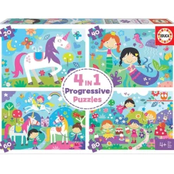 Educa Borrás - Mundo de fantasía - Pack 4 puzzles progresivos