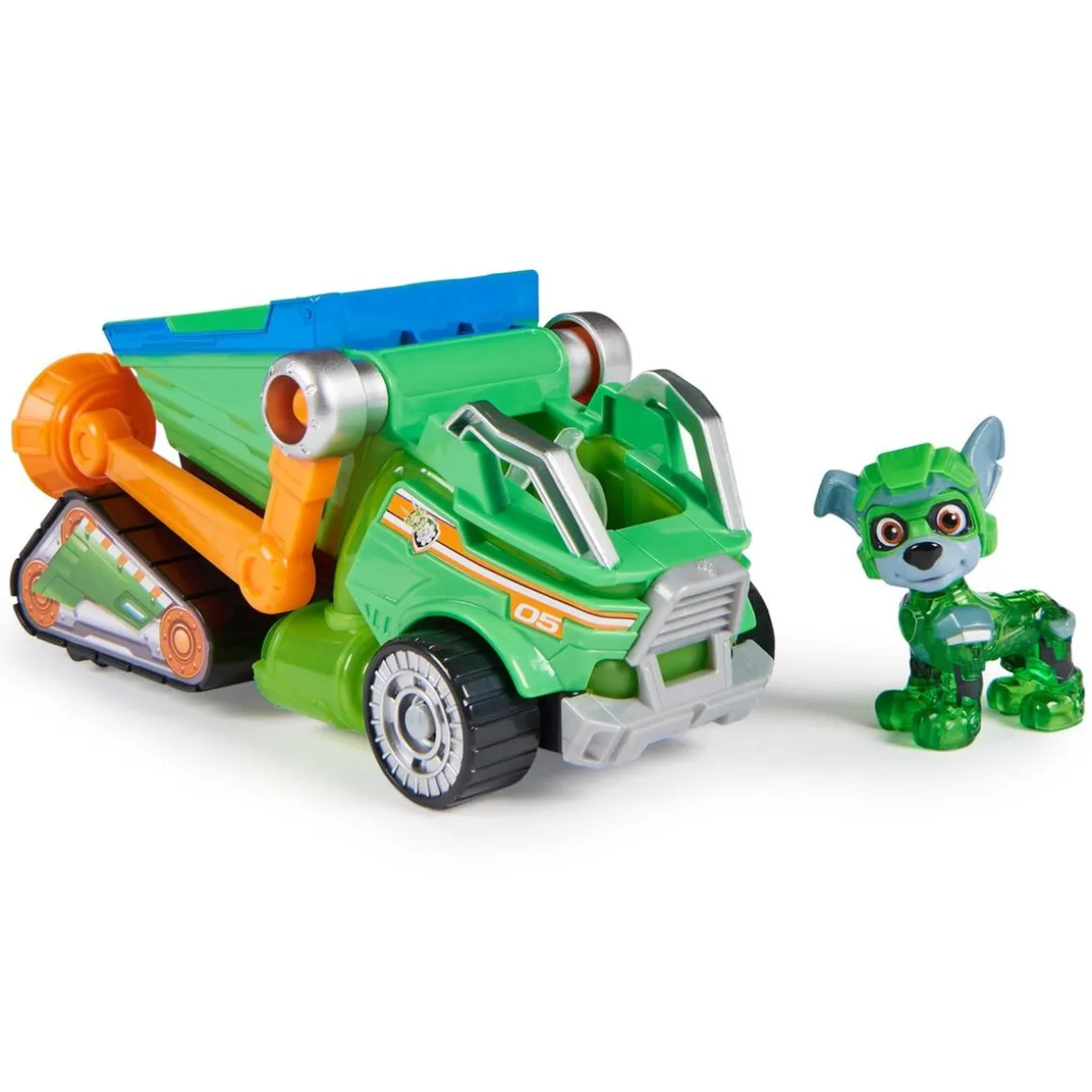 Energía - Patrulla Canina - Camión de reciclaje de juguete con figura de acción Rocky, luces y sonidos ㅤ