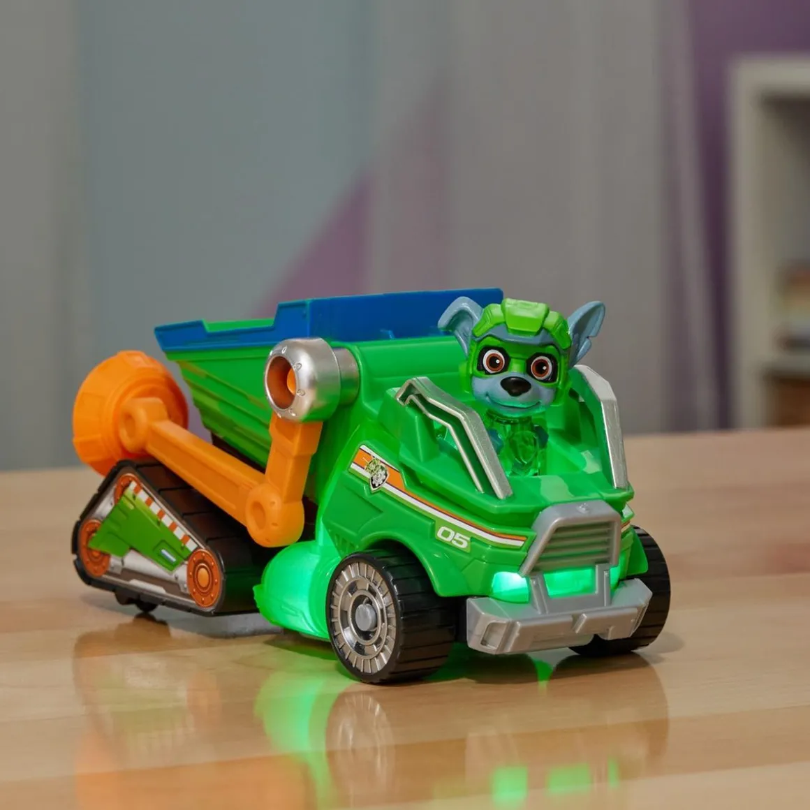 Energía - Patrulla Canina - Camión de reciclaje de juguete con figura de acción Rocky, luces y sonidos ㅤ