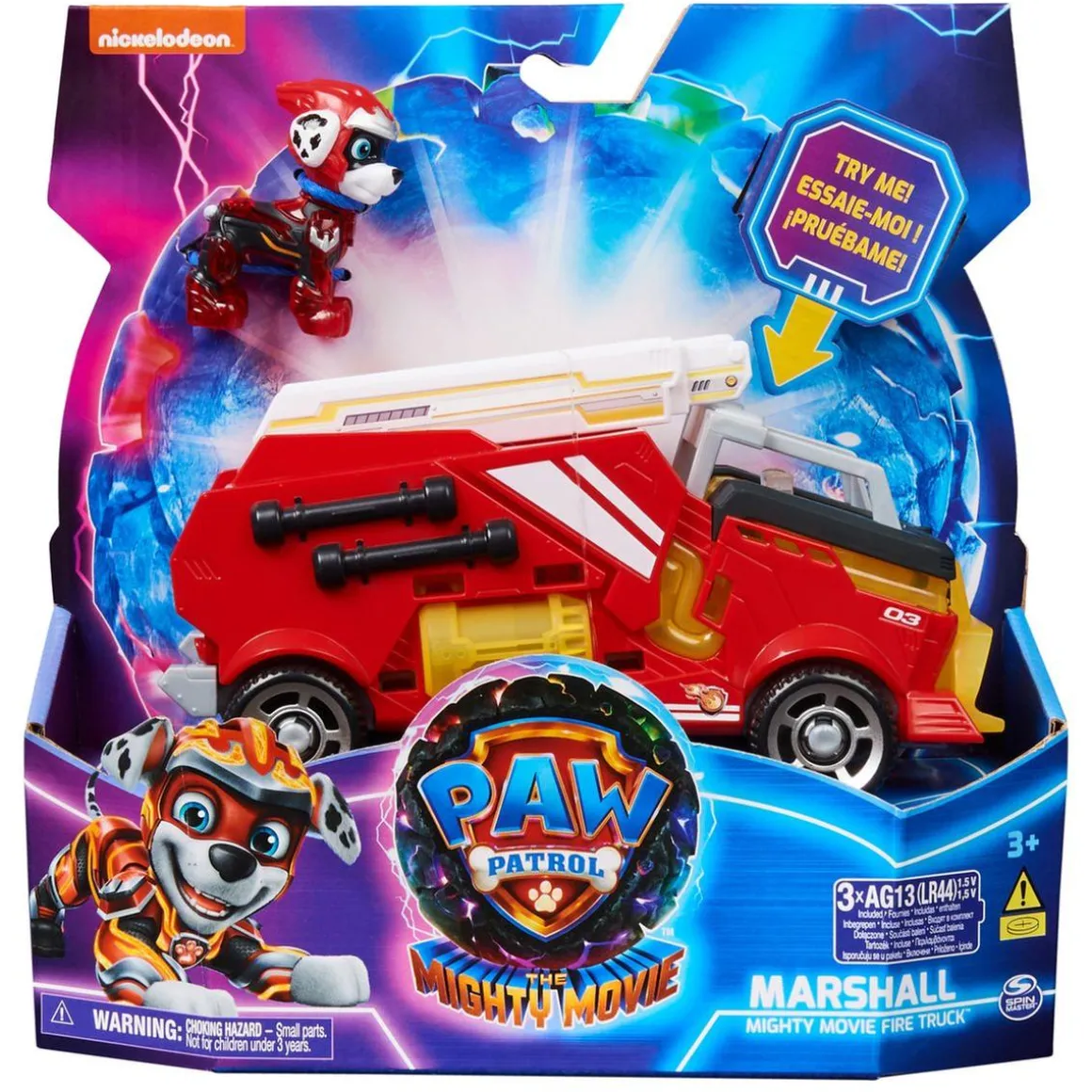 Energía - Patrulla Canina - Camión de bomberos de juguete con figura de acción de Marshall, luces y sonidos ㅤ