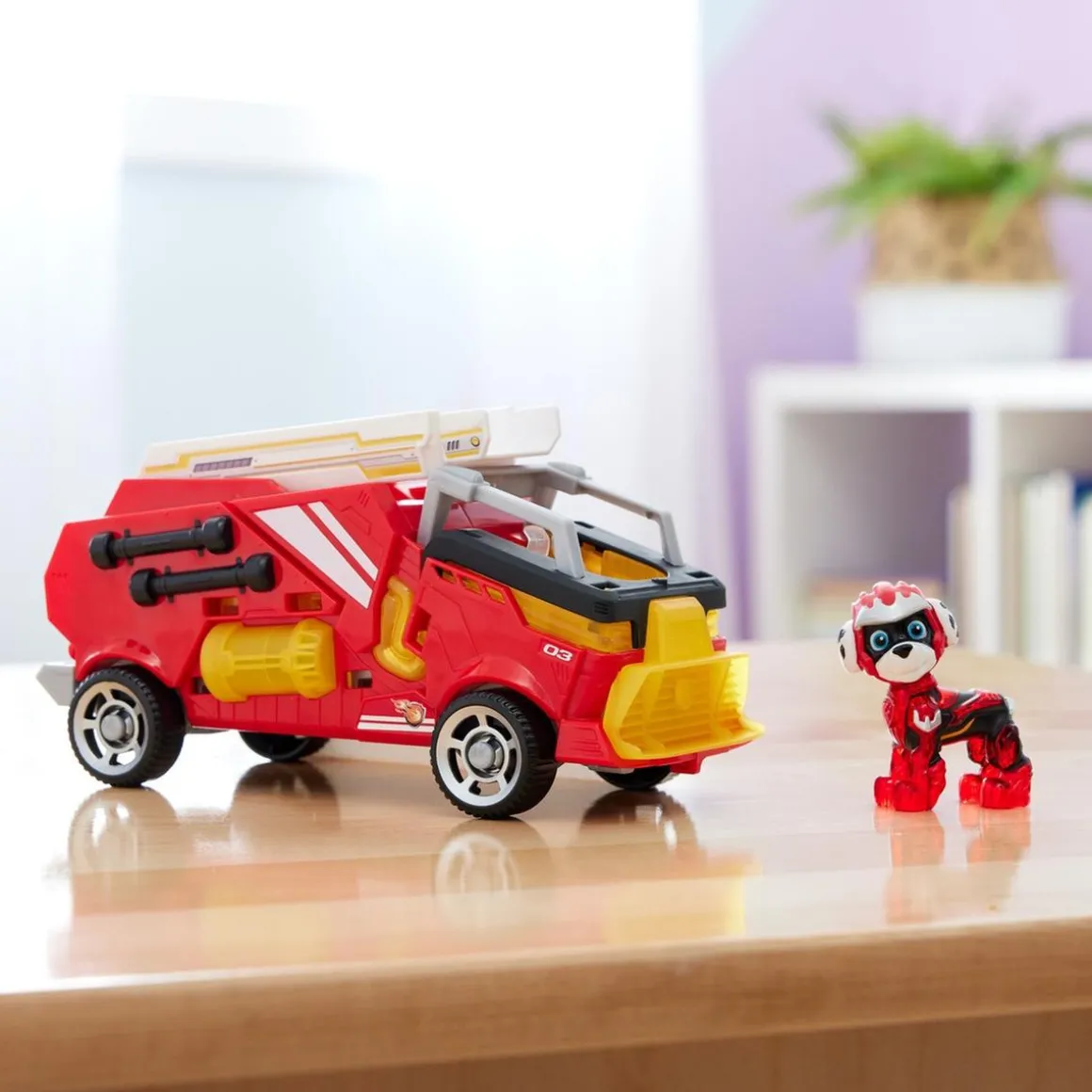 Energía - Patrulla Canina - Camión de bomberos de juguete con figura de acción de Marshall, luces y sonidos ㅤ