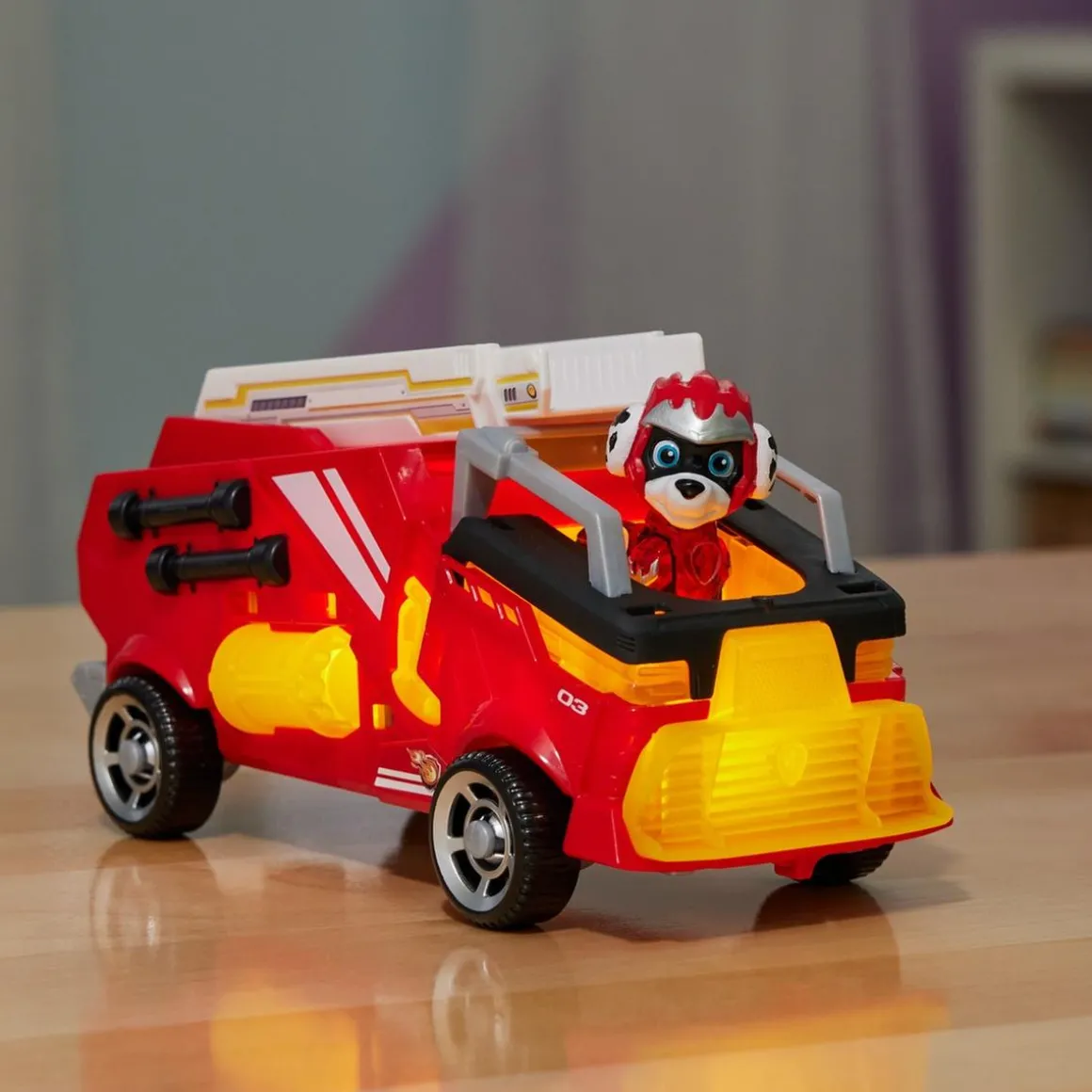 Energía - Patrulla Canina - Camión de bomberos de juguete con figura de acción de Marshall, luces y sonidos ㅤ